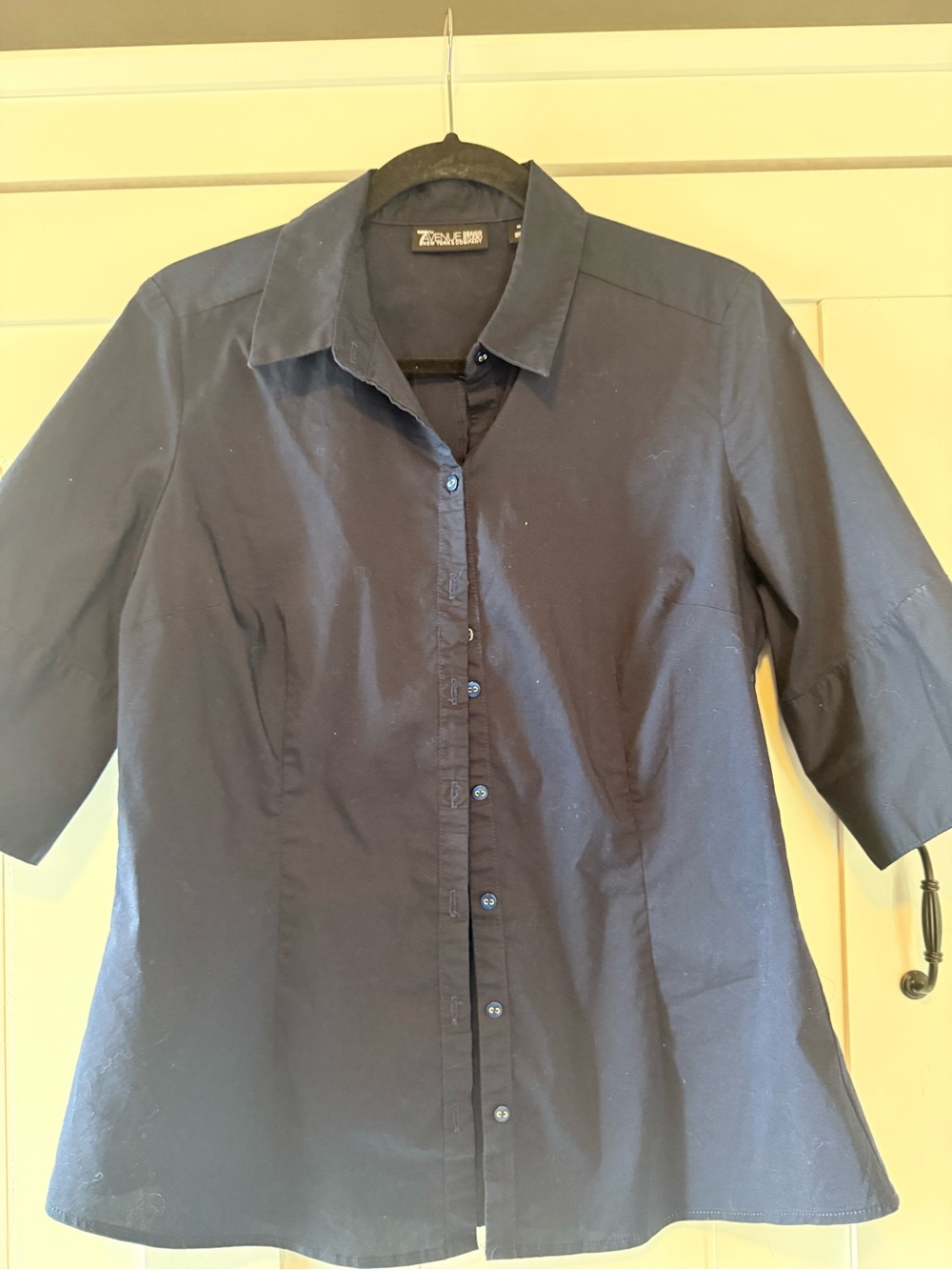 Zara Navy Short-Sleeve Button-Up Shirt